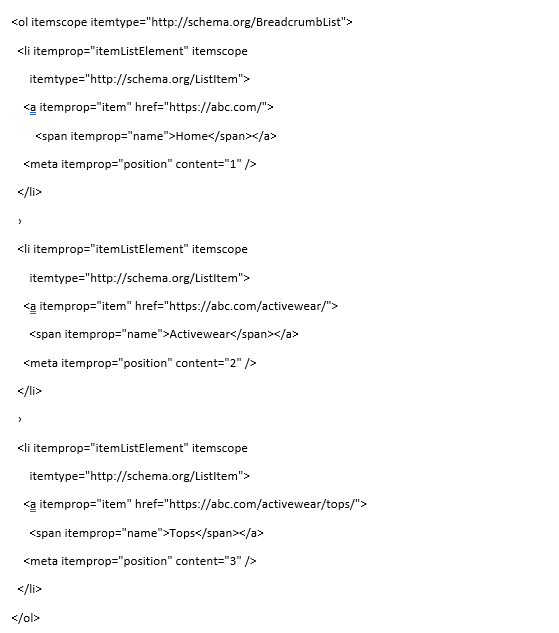 breadcrumb schema