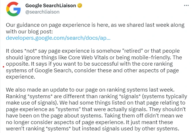 page experience update
