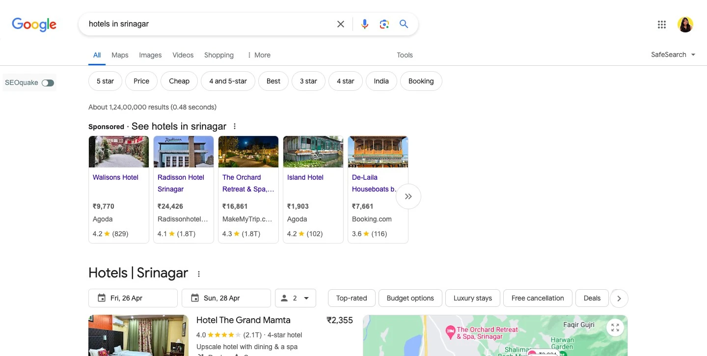 Hospitality ads via PPC